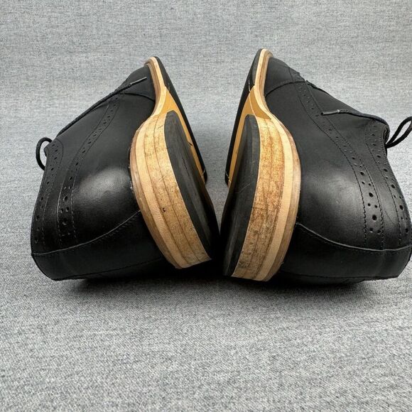 Fairlane Shoes Mens 13 Black Oxfords Leather Wingtip Classic‎ Office Preppy - Picture 11 of 16